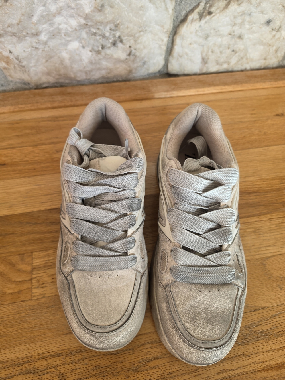 ZARA Men's Grey And White Casual Sneakers Worn Looking